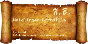 Neidlinger Borbála névjegykártya